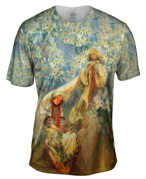 Alphonse Mucha - "Madonna of the Lilies" (1905) Mens T-Shirt