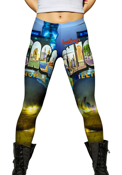 Greetings from Chicago Illinois 052 Womens Leggings