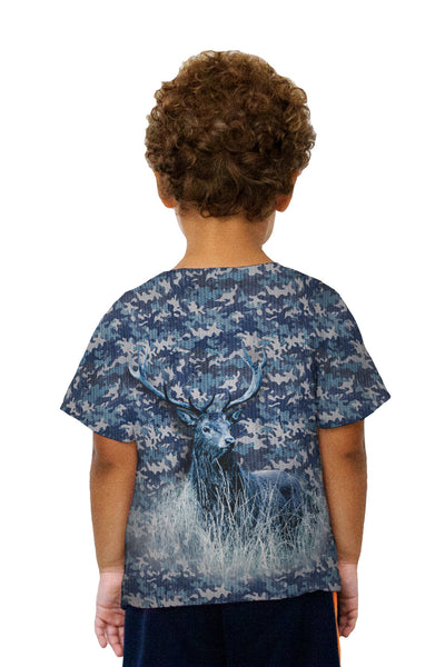 Kids Navy Camouflage Deer Kids T-Shirt
