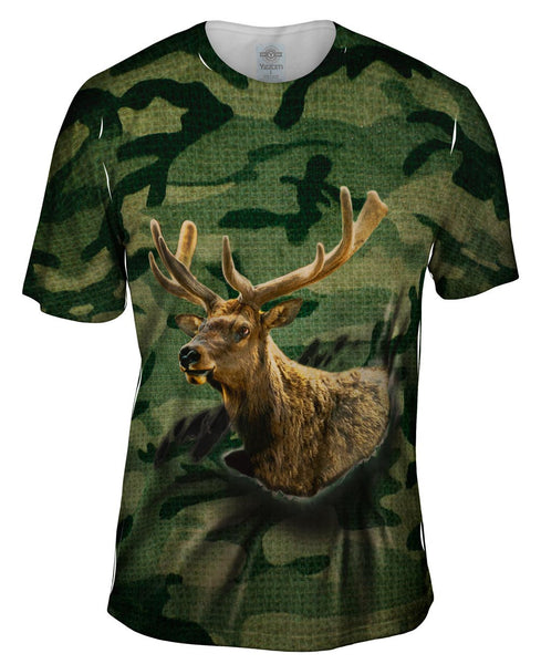 Torn Green Elk Mens T-Shirt