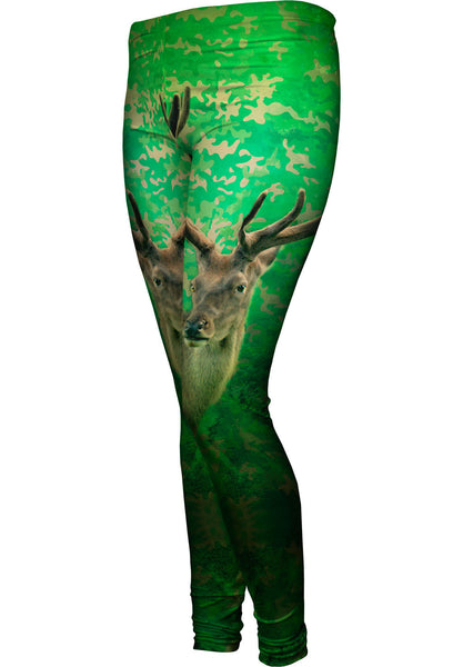 Camouflage Emerald Deer Womens Leggings