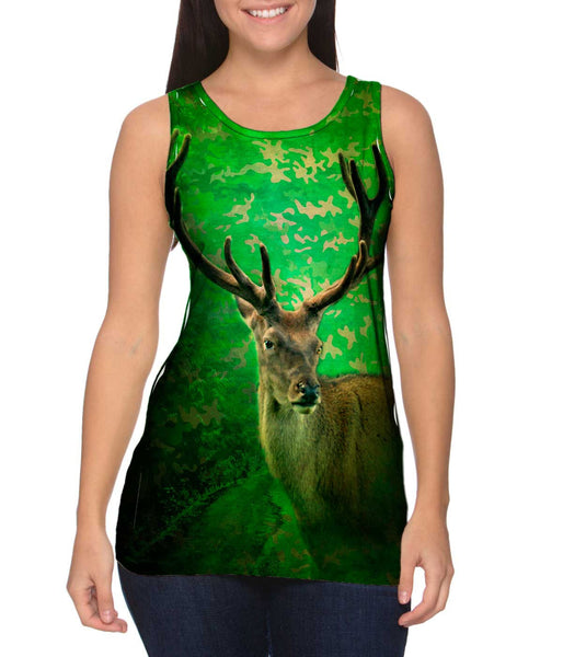 Camouflage Emerald Deer Womens Tank Top