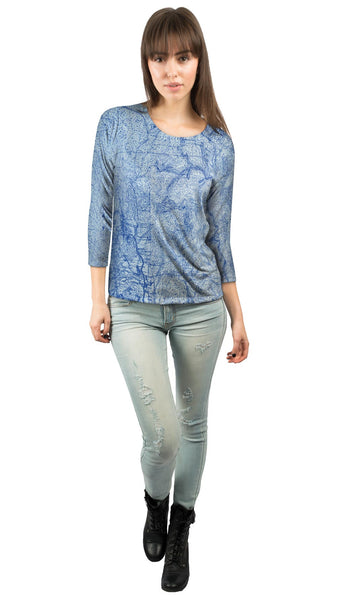 Topography Map Womens 3/4 Sleeve