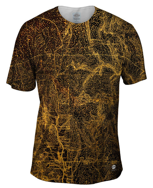 Topography Map Gold Mens T-Shirt