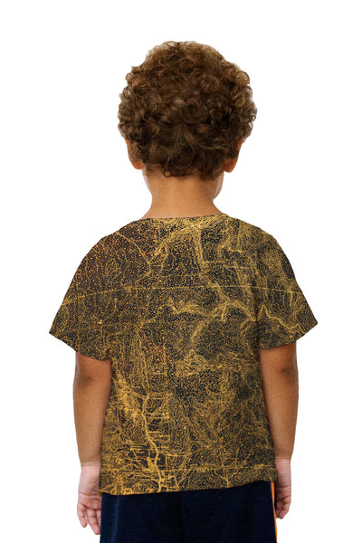 Kids Topography Map Gold Kids T-Shirt