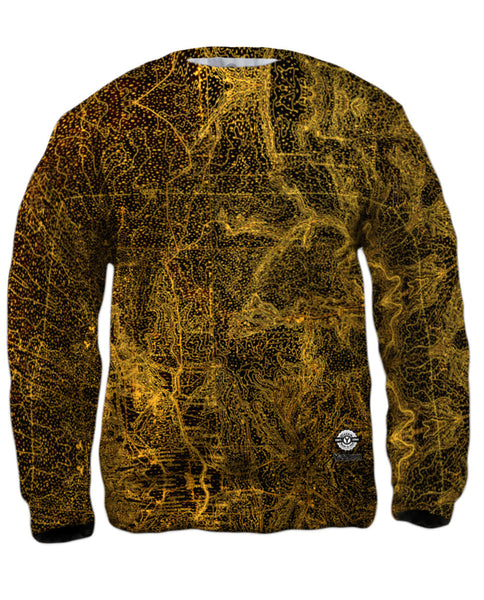 Topography Map Gold Mens Sweatshirt