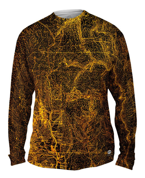 Topography Map Gold Mens Long Sleeve