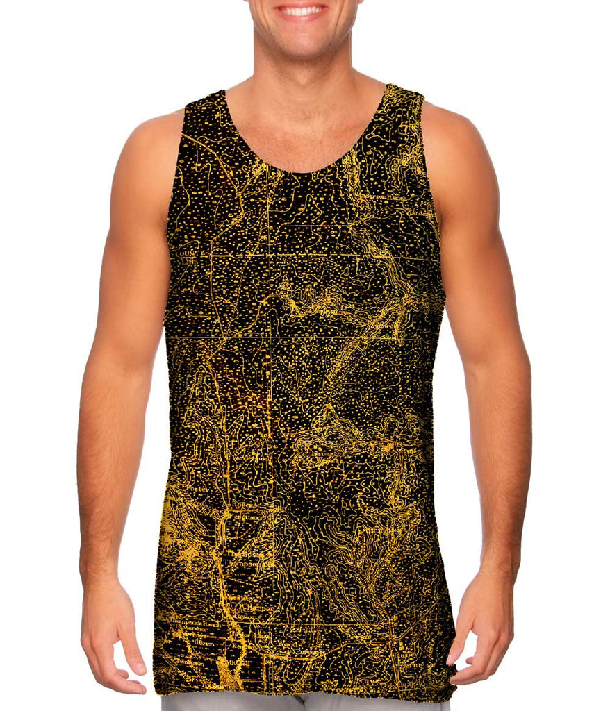 Topography Map Gold Mens Tank Top | Yizzam
