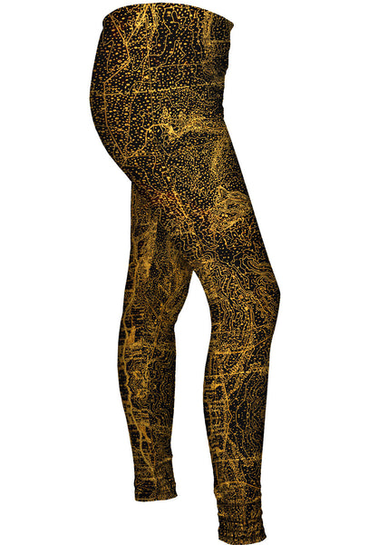 Topography Map Gold Womens Leggings