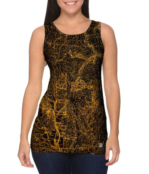 Topography Map Gold Womens Tank Top