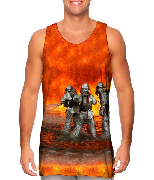 Wall Of Flame Firefighters Mens Tank Top