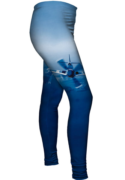 P 51 Mustang Plane Navy&nbsp;Womens Leggings
