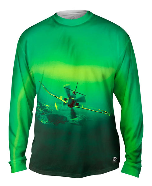 P 51 Mustang Plane Green&nbsp;Mens Long Sleeve