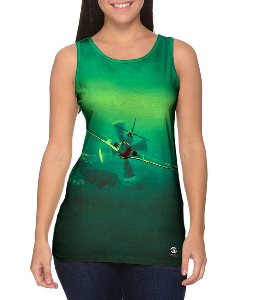 P 51 Mustang Plane Green&nbsp;Womens Tank Top