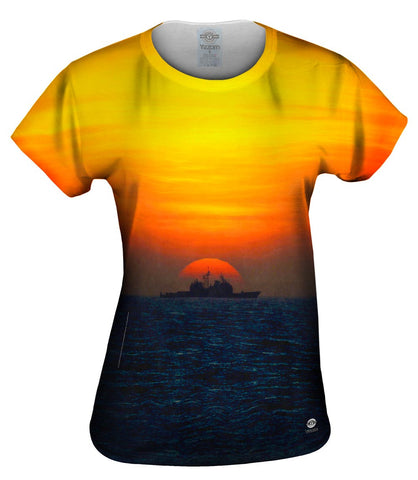 Ship With Setting Sun