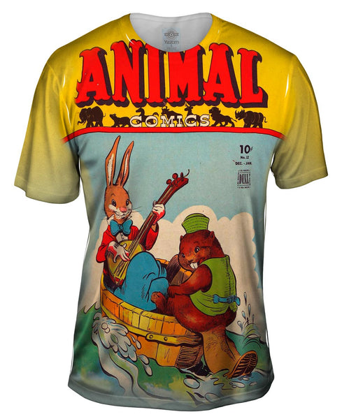 Bunny Beaver Joy Comic Retro Mens T-Shirt