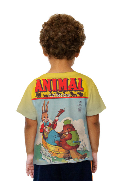 Kids Bunny Beaver Joy Comic Retro Kids T-Shirt