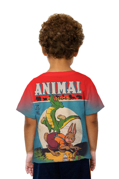 Kids Jumping Gator Comic Retro Kids T-Shirt