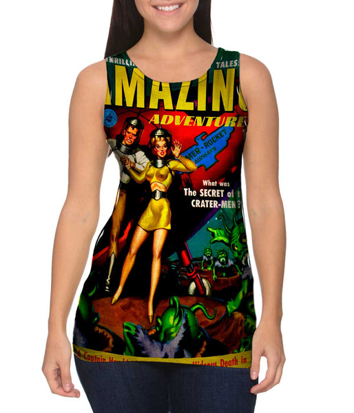 Alien Attack Comic Retro Womens Tank Top