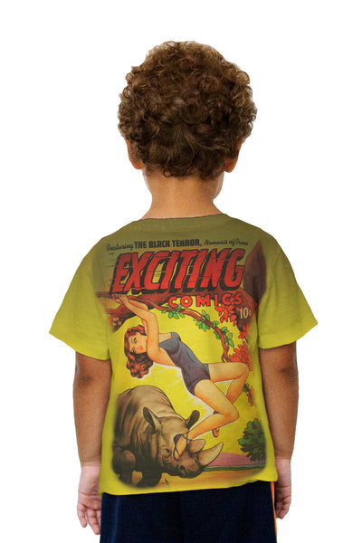 Kids Rhino Attack Comic Retro Kids T-Shirt