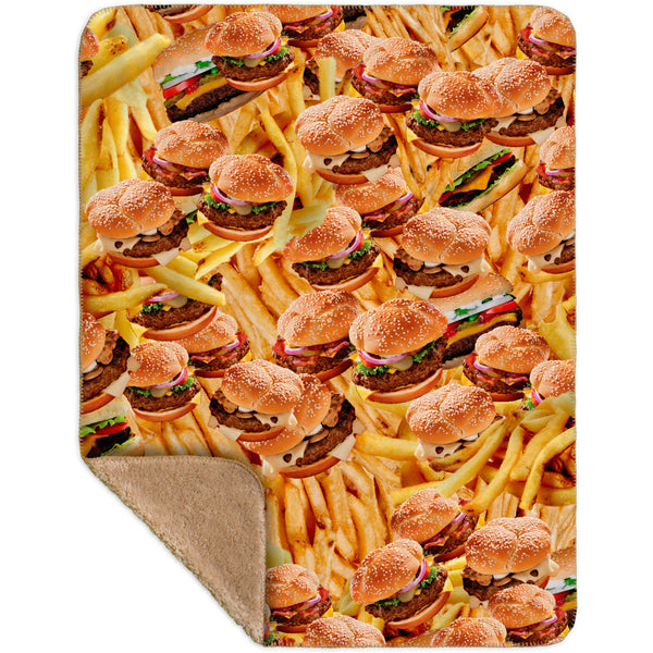 Hamburgers and Fries Sherpa Blanket