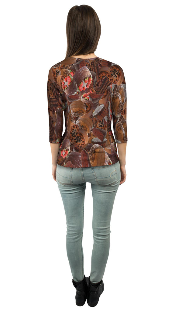 Chocolate Cake Jumbo Womens 3/4 Sleeve Yizzam