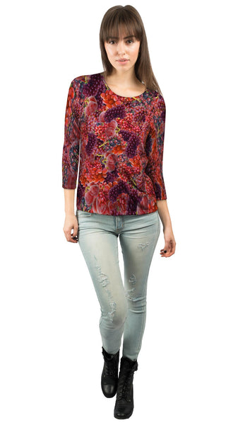 Red Grapes Jumbo Womens 3/4 Sleeve