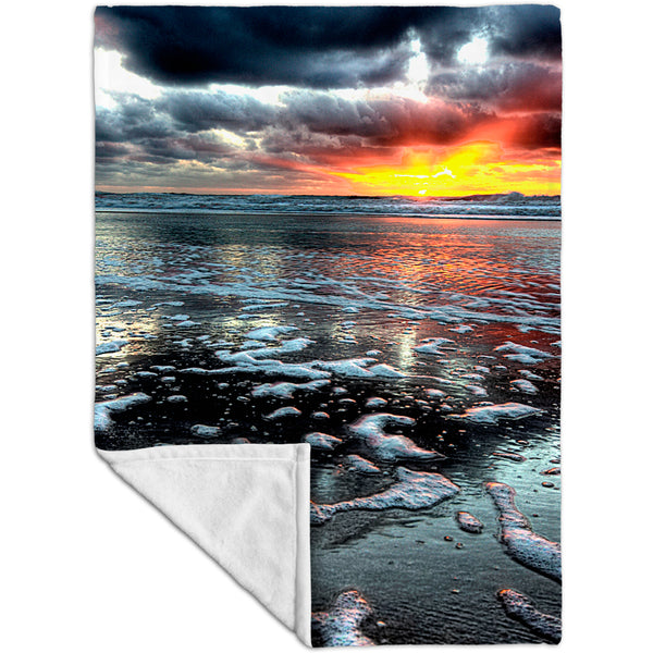 Beach Sunset Shore Fleece Blanket