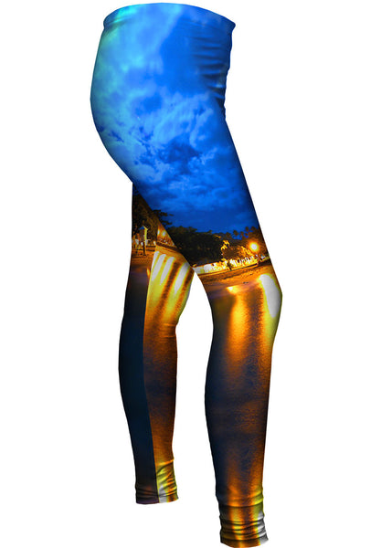 Moonlit Beach Womens Leggings