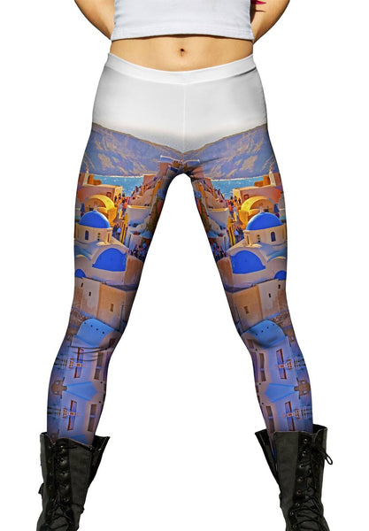 Santorini Oia Village Womens Leggings