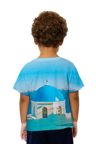 Kids Blue Dome Santorini - Oia Kids T-Shirt