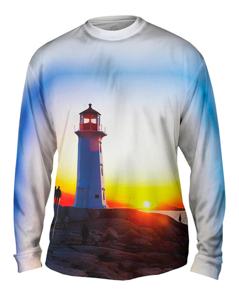 Lighthouse Sunset Mens Long Sleeve
