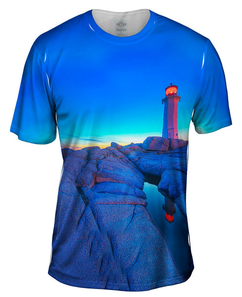 Blue Sky Lighthouse Mens T-Shirt