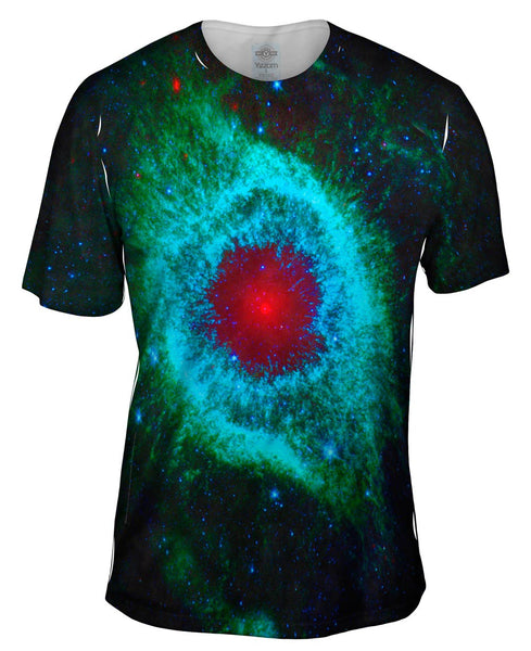 Space Galaxy Helix Nebula Green Mens T-Shirt