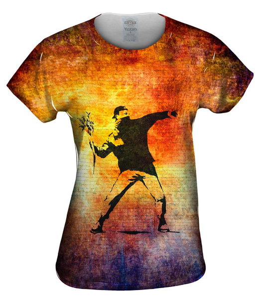 Graffiti Banksy Flower Throw Womens Top