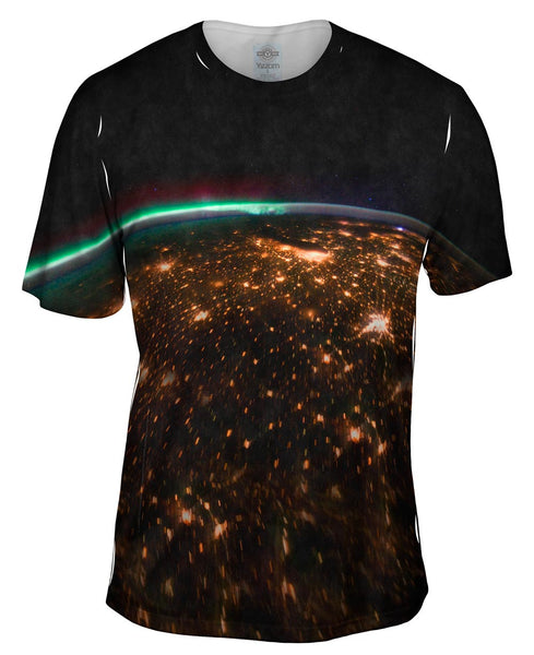 Space Midwest Night Aurora Borealis Mens T-Shirt