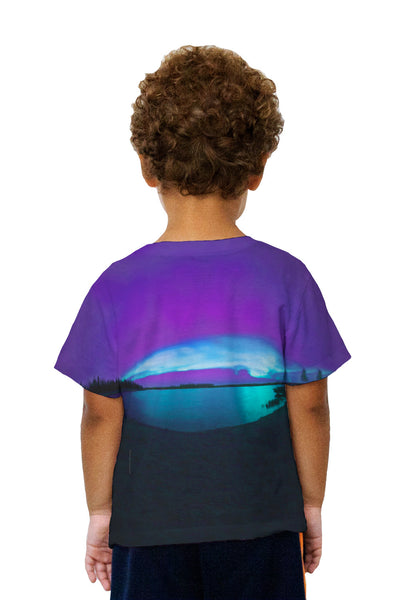 Kids Aurora Borealis Sky Purple Kids T-Shirt