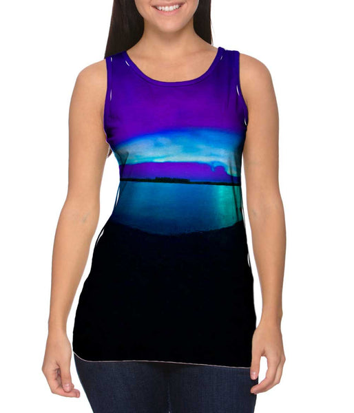 Aurora Borealis Sky Purple Womens Tank Top