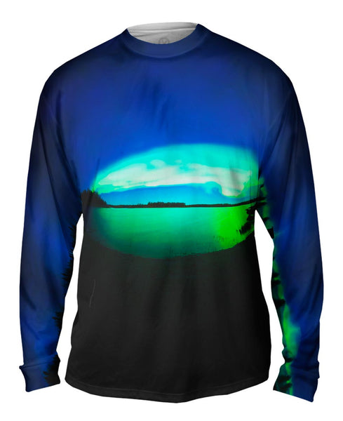 Aurora Borealis Sky Blue Mens Long Sleeve
