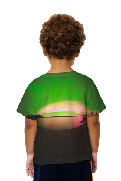 Kids Aurora Borealis Sky Green Kids T-Shirt