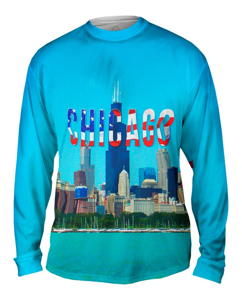 Chicago Pride Willis Tower And Marina Mens Long Sleeve