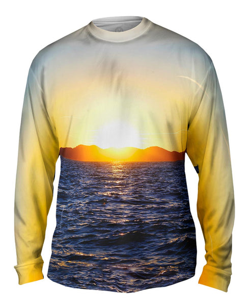 Mountain Sea Sunset Mens Long Sleeve
