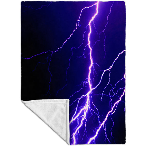 Violet Lightning Storm Fleece Blanket