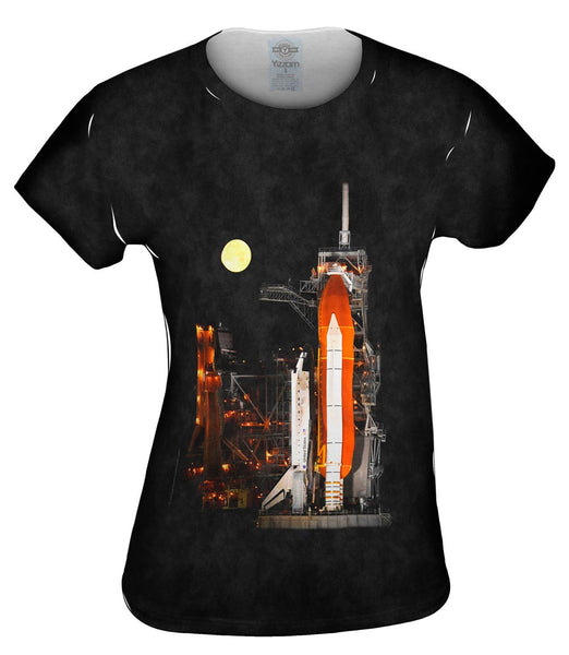 Space Shuttle Discovery Under Full Moon Womens Top