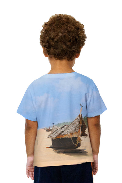 Kids Boats On The Beach Kerala India Kids T-Shirt