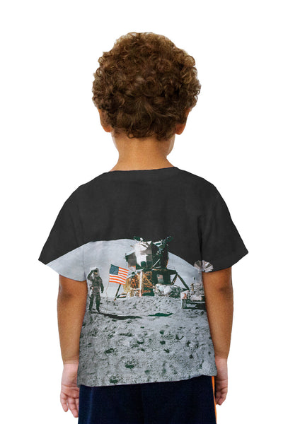 Kids Apollo 15 Flag On Moon Space Kids T-Shirt