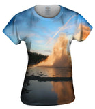 Yellowstone Park Geyser Sunset
