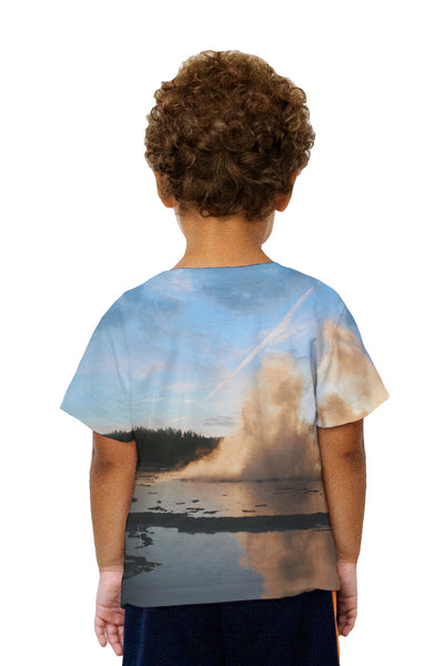 Kids Yellowstone Park Geyser Sunset Kids T-Shirt