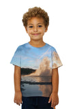 Kids Yellowstone Park Geyser Sunset