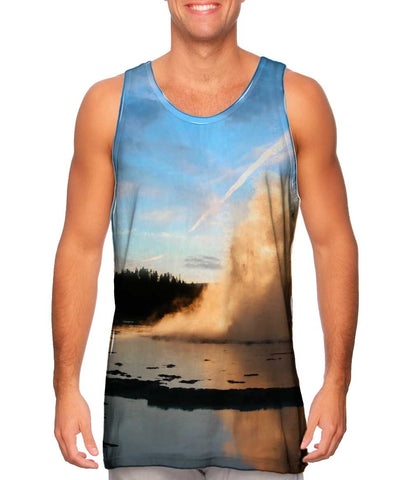 Yellowstone Park Geyser Sunset
